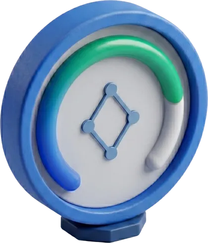 A circular mastery progress dial filling from blue to green, the SQLMaxx diamond at its center.